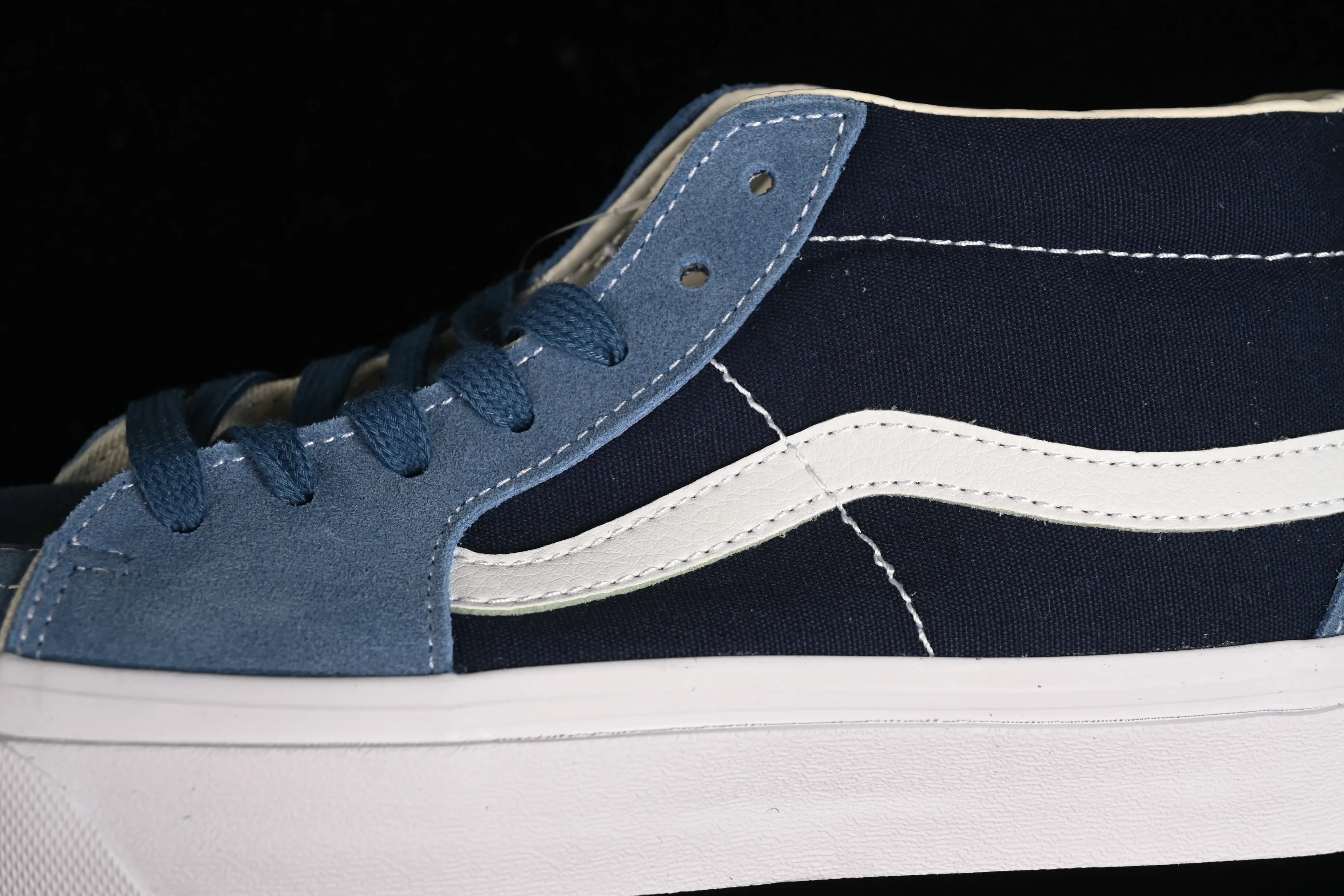All categories Vans Vans series Vans Mid Vans Sk8-Mid Reissue 83 high-end branch blue stitching suede casual retro skateboard shoes VN000CQQDWR